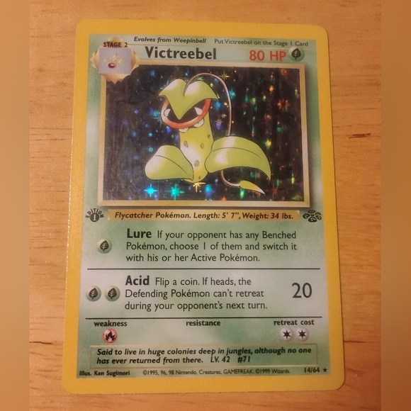 victreebel pokemon card - 071/165 - Pokemon 151 - Reverse Foil Weakness Fire 2 Retreat Cost LP WOTC 1999 1st Edition
